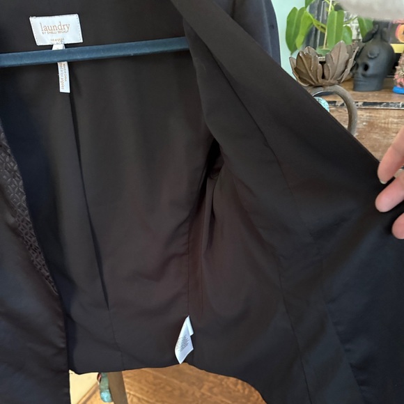 Laundry by Shelli Segal Black Tuxedo Satin Blazer Jacket Size 8 - Picture 7 of 11